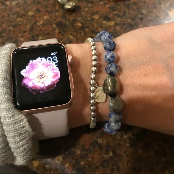 Handmade - Blue Stone Stretch Bracelet - Picture 2 of 5